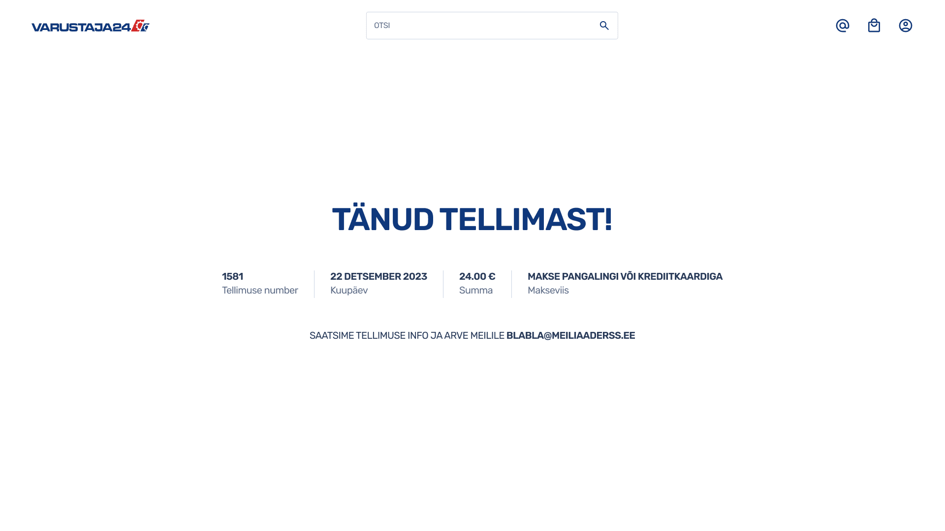 Varustaja24 ostu eest tänamine